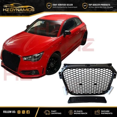 GLOSS BLACK FRONT GRILL GRILLE BADGELESS FOR 2010 2014 AUDI A1 S1 RS1 PLASTIC - Image 1 of 4