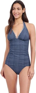 Camiseta Tankini Halter Profile by Gottex Isabelle Jean Estampado Encaje Talla 6 - Imagen 1 de 8