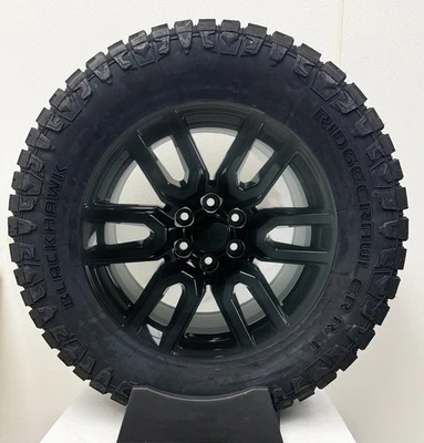 20" Black Elevation Style Wheels Blackhawk R/T Tires GMC Sierra Yukon New Set 4 Foto 1 de 4