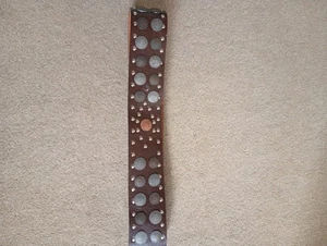 VINTAGE COIN BELT MOROCCAN BROWN BOHO SIENNA MILLER STYLE HIPPY STUDDED LEATHER - Picture 1 of 18