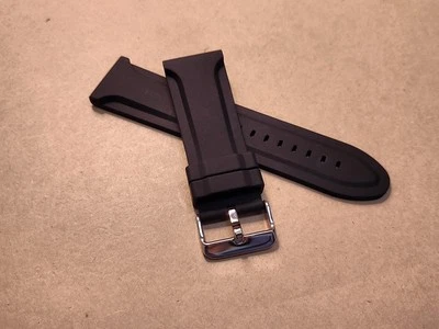 NOS Hadley Roma 26R Black Silicone Diver's Watch Band With Stainless Buckle - Image 1 of 4