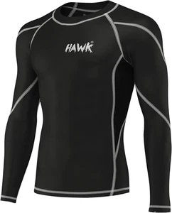 Mens Compression Shirts Base Layer Athletic Gym MMA BJJ Rash Guard No Gi Full Lo - Picture 1 of 12