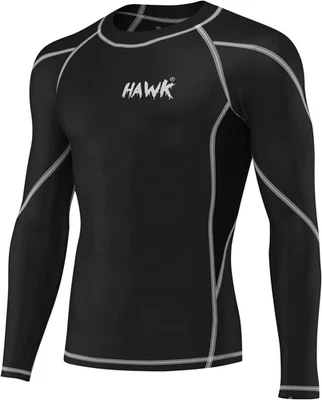 Mens Compression Shirts Base Layer Athletic Gym MMA BJJ Rash Guard No Gi Full Lo - Image 1 of 4