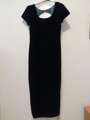 Maxi Vestido Scott McClintock Vintage Terciopelo Verde Manga Corta Talla 10 Foto 1 de 4