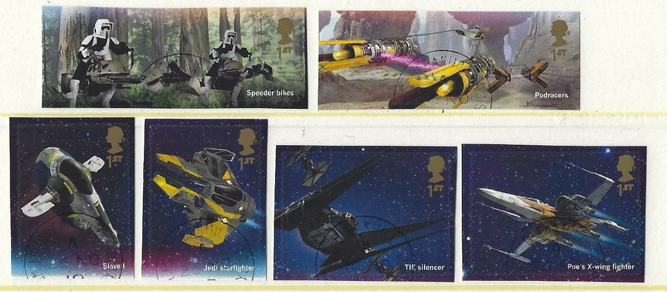 GREAT BRITAIN 2019 STAR WARS SET OF 6 EX. MINIATURE SHEET,FINE USED - Image 1 of 1