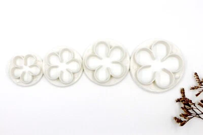 Large Plum Blossom Flower 4pc Cookie Cutters - Fondant Baking - Image 1 of 2