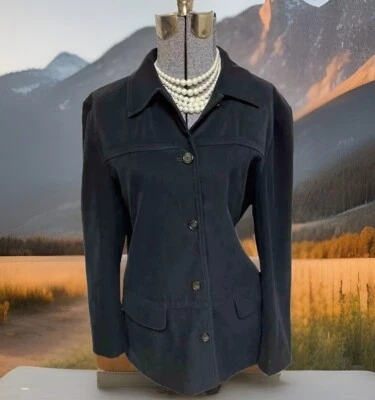 Chaqueta Talbots Talla S Negra Bolsillos Elásticos Lavado a Máquina Cierre de Botón De Colección Foto 1 de 4