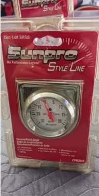 Medidor mecánico de vacío Sunpro Chrome Boost 2 pulgadas con soporte NOS Foto 1 de 2