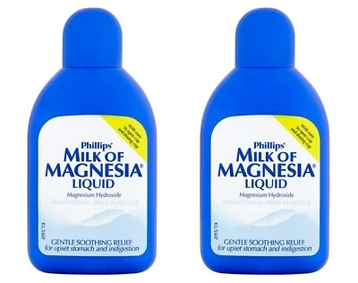 2 x PHILLIPS' Milk of Magnesia Liquid (200ml) - Mint Flavour uk seller - Image 1 of 3