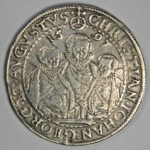 GERMANY SAXONY ALBERTINE TALER THALER 1597-HB DAV-9820 CHRISTIAN II Inv#1153 - Picture 1 of 2