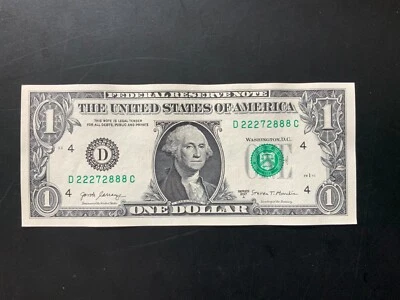 2017A $1 DOLLAR BILL D22272888C 2 triples together. - Image 1 of 4