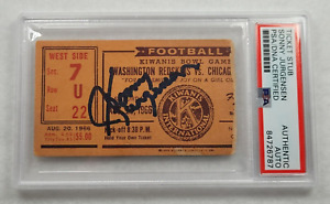 Rare 1966 SONNY JURGENSEN Signed REDSKINS vs BEARS Original Ticket Stub-PSA