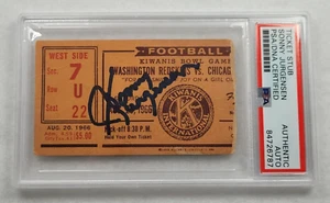 Boleto original raro 1966 firmado por Sonny Jurgensen Redskins vs Bears-PSA - Imagen 1 de 4