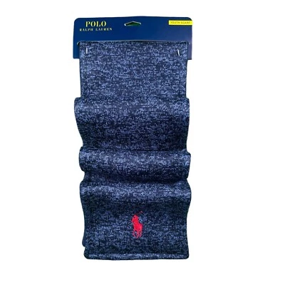 NUEVO CON ETIQUETAS Polo Ralph Lauren Bufanda Juvenil Azul Marino Bordado Rojo Poni Talla Única O/S - Imagen 1 de 4