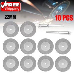 10Pcs Diamond Cutting Wheel Cut Off Discs for Dremel Rotary Tools w/ 2 Mandrels - Picture 1 of 10