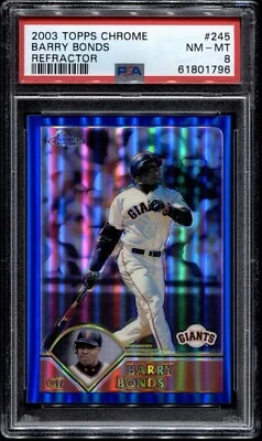 2003 Topps Chrome Barry Bonds #245 Refractor /699 PSA 8 NMMT POP 8 Giants - Image 1 of 2