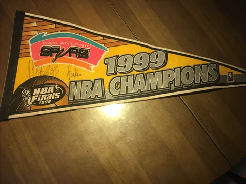 San Antonio Spurs 1999 Championship Pennant Signed By Antonio Daniels Steve Kerr Cover