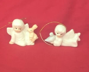 Vintage Bone China Angel Christmas Around the World Set Of 2 Holiday Ornaments - Picture 1 of 11