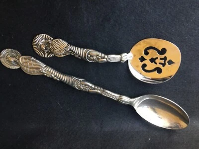 SALE GODINGER SILVER TURKEY MATCHING LRG SERVING SPOON & SLOTTED SERVER UNIQUE - Image 1 of 4