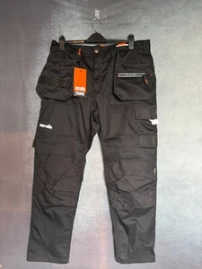 Scruffs Trade Flex Slim Fit Cargo Trousers 38 in Black with Pockets - Picture 1 of 3