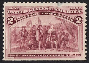 US # 231c *MINT OG H* { "BROKEN HAT VAR } 2c LANDING OF COLUMBUS FROM 1893 THIN - Picture 1 of 4