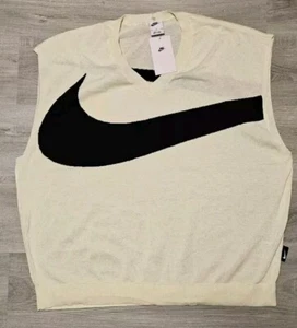 Nike Golf V-Neck Sweater Vest Cream With Black Swoosh FD2873-113 Men's XL NWT - Picture 1 of 3