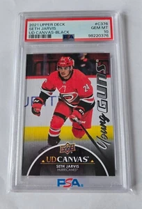 2021-22 Upper Deck Young Gun Canvas  BLACK #C376 Seth Jarvis Graded PSA 10!! - Bild 1 von 2