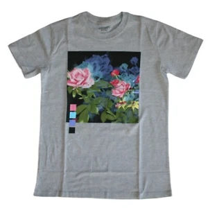 Mad Engine Mighty Fine Roses Graphic Print Women's Gray T-Shirt - NWT - Picture 1 of 4