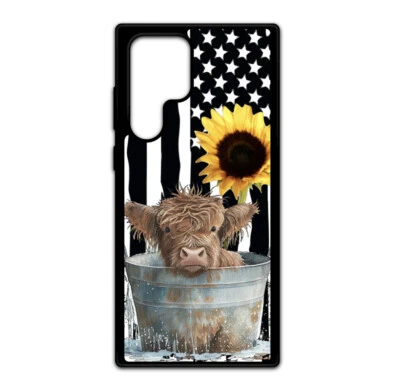 Bonito estampa de vaca bandeira de vaca das terras altas capa de telefone à prova de choque durável menina protetora - Imagem 1 de 4