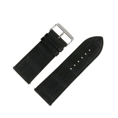 Bracelet de montre 30mm noir en Cuir de Veau Gaufré Alligator - Photo 1/2