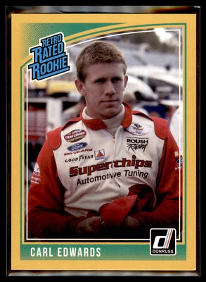 2019 Donruss Racing NASCAR Retro Rated Rookie GOLD #22 Carl Edwards #201/299 - Image 1 of 2