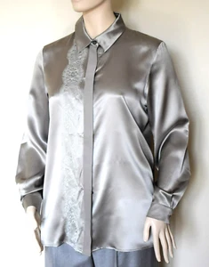 MARINA RINALDI, SEIDENSHIRT in grau, Größe MR 21, 12W US, 42 DE, 50 IT - Bild 1 von 12