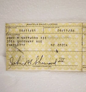 VTG Amateur Radio License *Ham Radio* EXTRA Certificate *N4BW0* 09/11/1981 - Picture 1 of 4