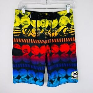 Quiksilver Mens 28 Colorful Geometric Abstract Circles Print Swim Trunks 