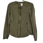 Gap Moto Tencel Olive Army Green Jacket Zip Pockets Soft Lightweight Size XS