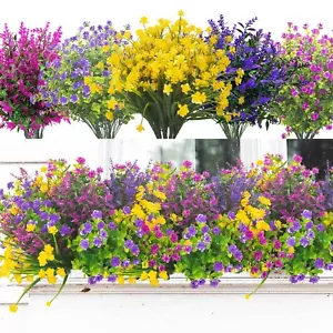 20 Bundles Artificial Flowers Outdoor UV Resistant No Fade Fake Plants Faux P... - Picture 1 of 7
