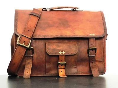 Mens Genuine Vintage Leather Satchel Messenger Man Sholder Laptop Briefcase Bag - Image 1 of 4