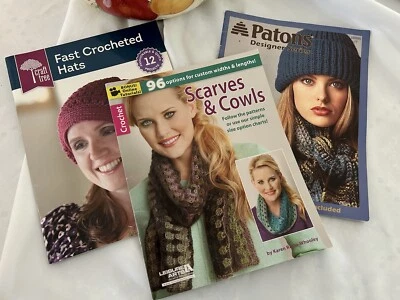 Lot of 2 Crochet & 1 Knit Pattern Books - Hats, Scarves, and Cowls Fashion Plus - Image 1 of 2