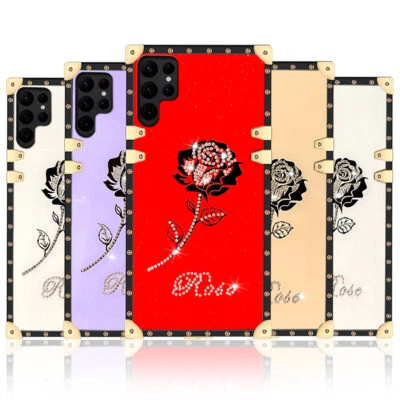 Luxury Rose Diamond Phone Case For iPhone 11 12 13 14 15 Pro Max XR XS 6 7 8 SE - Image 1 of 4