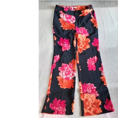 Pantalones acampanados elásticos con estampado floral Banana Republic para mujer 6 poliéster puro Foto 1 de 4