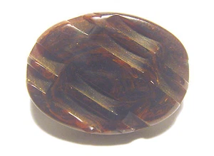 ART DECO 30's BROWN Marbleized OVAL Genuine BAKELITE PIN - Picture 1 of 2