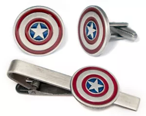 Gemelli scudo Capitan America, clip cravatta Avengers Ironman Thor Hulk gemelli - Foto 1 di 4