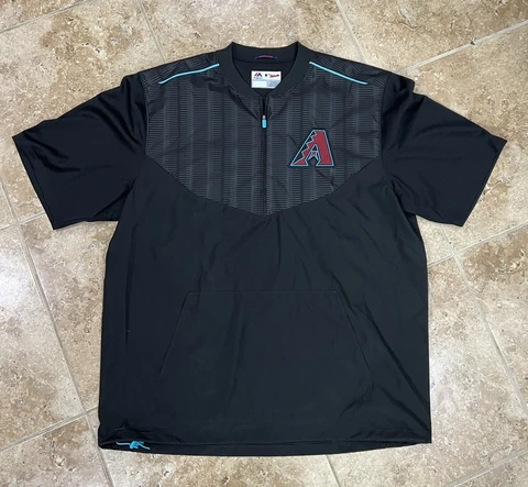 Majestic Authentic Arizona Diamondbacks 1/2 Zip Short Sleeve Pullover Jacket XL Cover