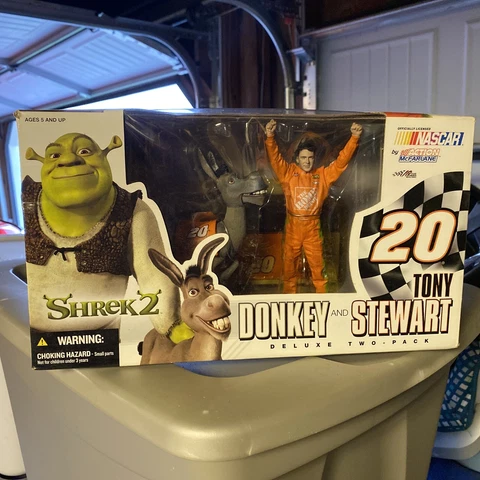 2004 Action McFarlane Shrek 2 Donkey & Tony Stewart Home Depot Two Pack - NASCAR Cover