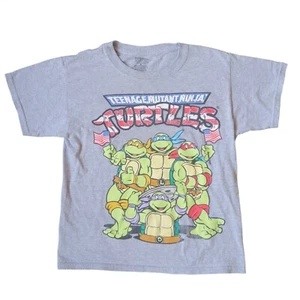 Small Teenage Mutant Ninja Turtles Graphic Tee, Gray, American Flag Unisex Shirt - Picture 1 of 6