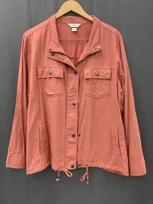 CJ Banks Utility Jacket Size 1X Salmon Pumpkin Orange Zip Up Military Lagenlook - Image 1 of 4