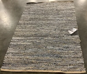 NATURL / BLUE 4'-0" x 6'-0" Pulled Thread Rug Reduced Price 1172670135 CAP351A-4 - Picture 1 of 4