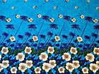 VINTAGE AUTHENTIC NITAY FLORAL HAWAY FLOWERS BLUE GREEN PAREO LONG FRINGE SCARF