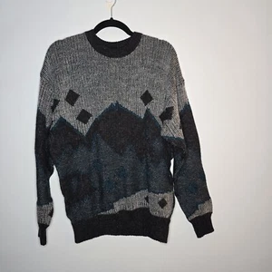 Vintage Method Grandpa Sweater Abstract Pattern Grey Mens XL - Picture 1 of 6