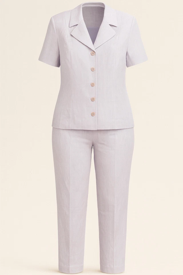 Vintage Talbots Linen Pants Suit Set Sz 8 Lavender Careerwear Preppy Quiet Luxe - Image 1 of 4
